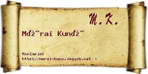 Mérai Kunó névjegykártya